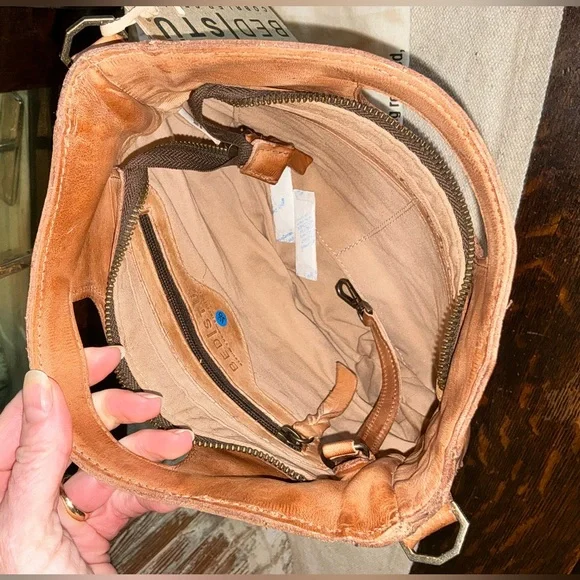 NWT Bed Stu Leather Keiki Crossbody Bag Handbag Tan DD Dip Dyed MSRP $235 - Picture 12 of 13